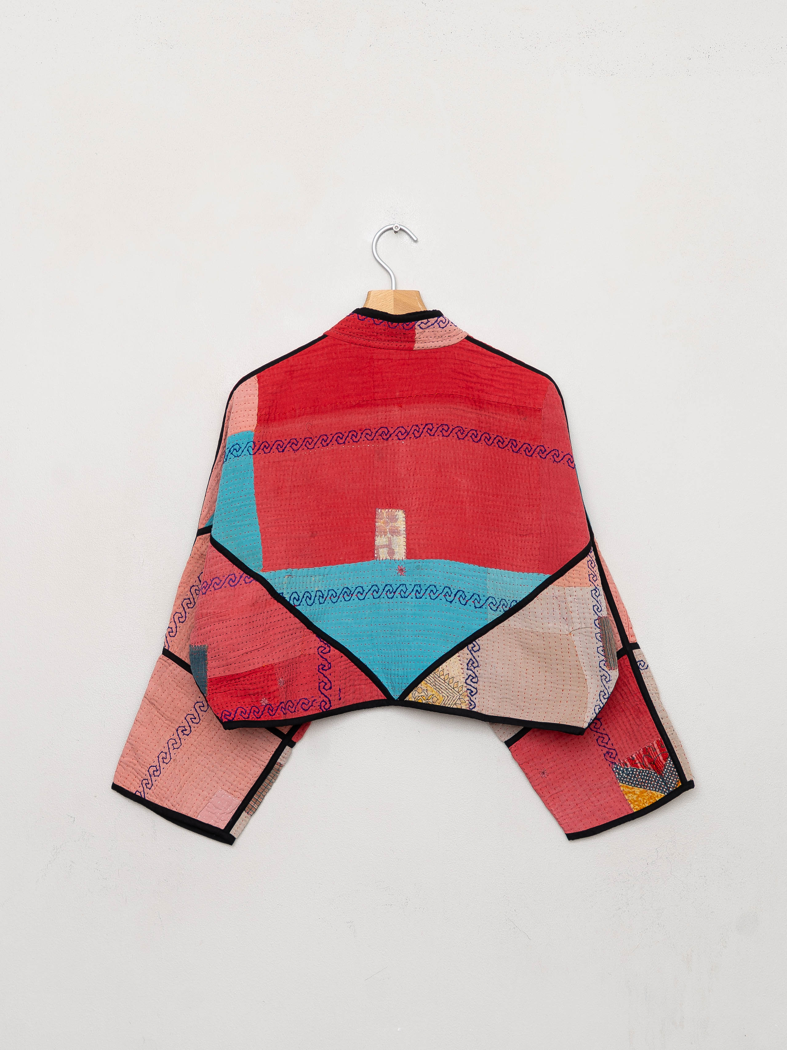 The Kaira Cropped Quilted Patchwork Kantha Jacket