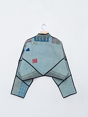 The Kaira Cropped Quilted Patchwork Kantha Jacket