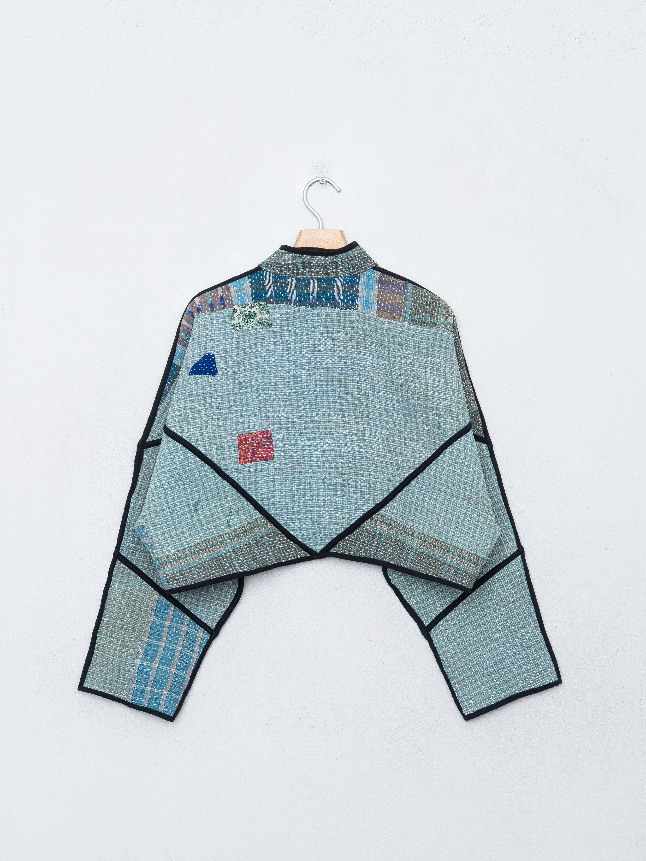 The Kaira Cropped Quilted Patchwork Kantha Jacket