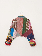 The Kaira Cropped Quilted Patchwork Kantha Jacket