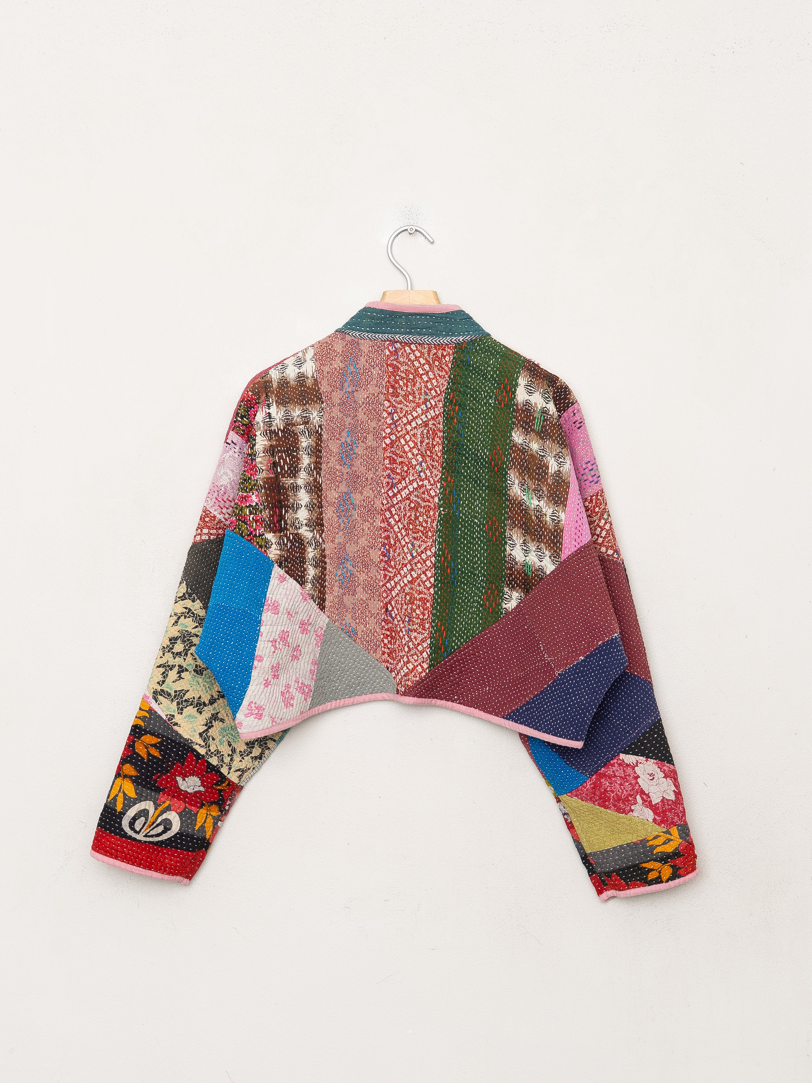 The Kaira Cropped Quilted Patchwork Kantha Jacket