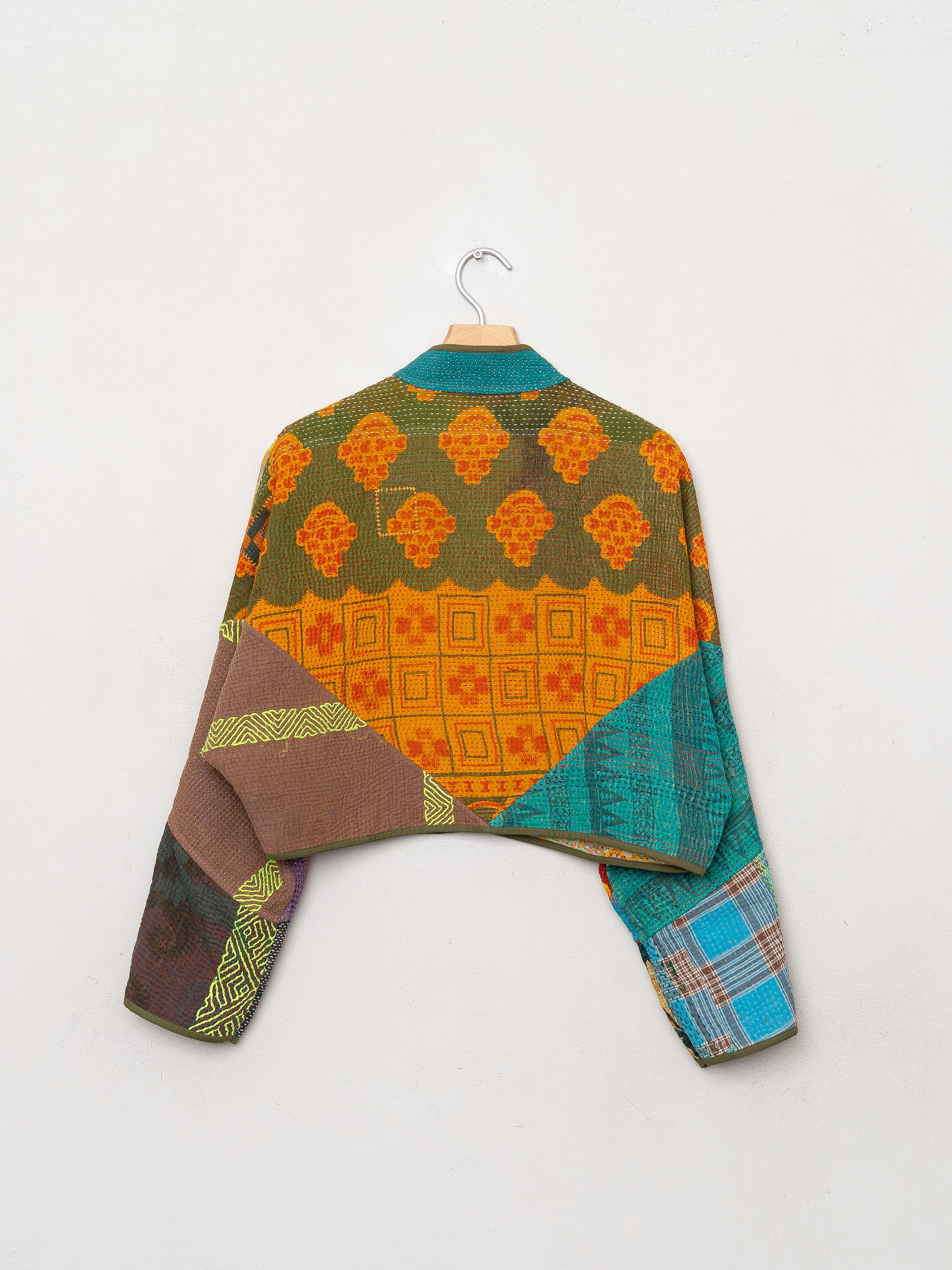 The Kaira Cropped Quilted Patchwork Kantha Jacket
