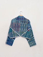 The Kaira Cropped Quilted Indigo Kantha Jacket
