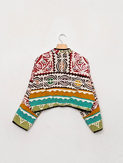 The Kaira Cropped Suzani Cut Out Kantha Jacket