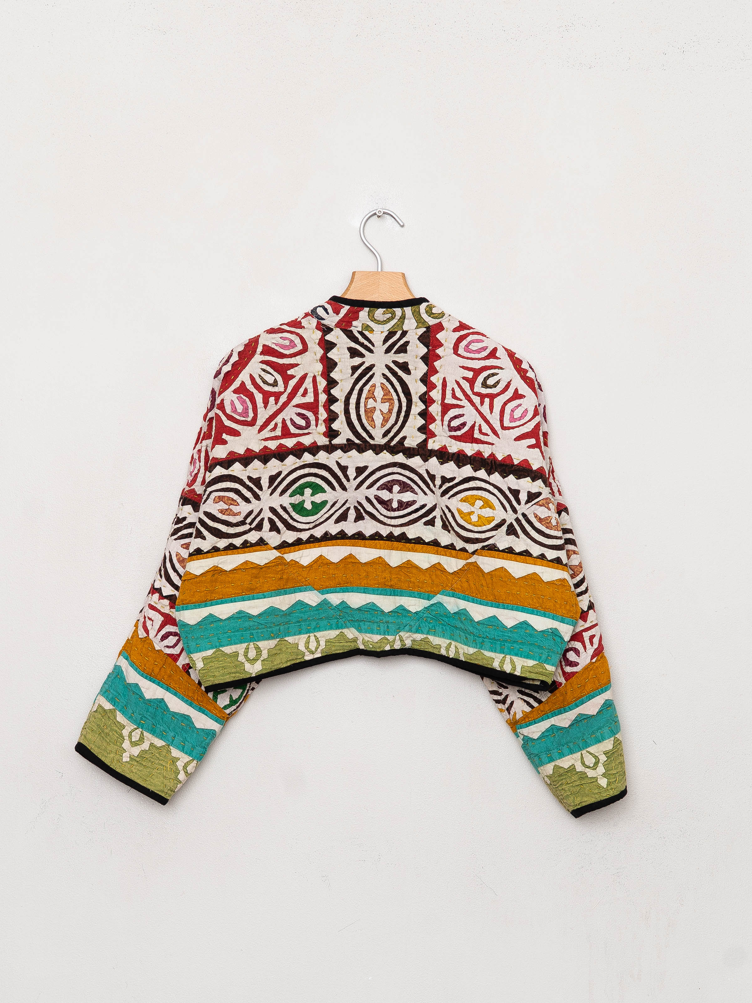 The Kaira Cropped Suzani Cut Out Kantha Jacket