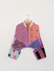 The Kaira Cropped Suzani Quilted Kantha Jacket