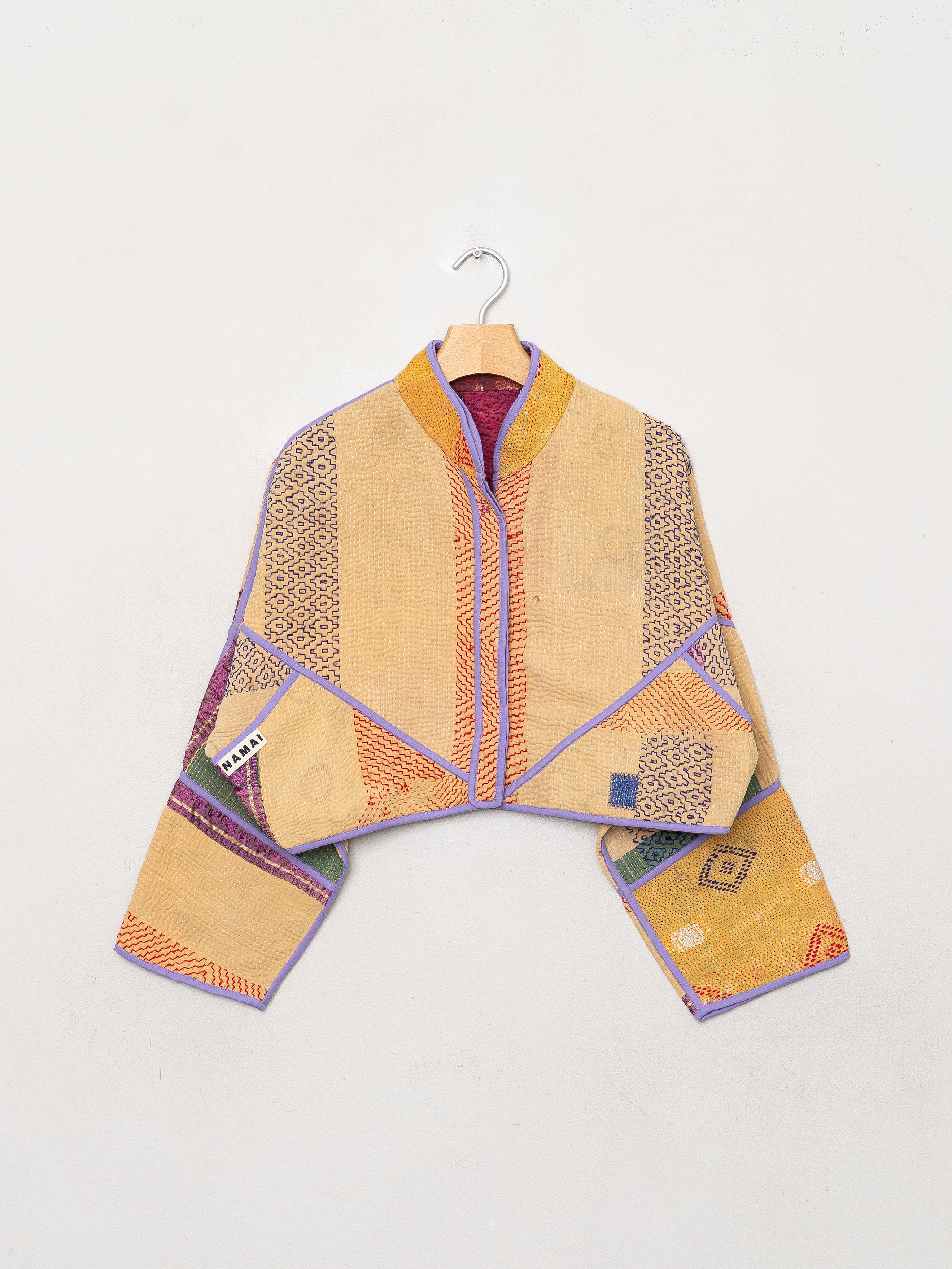 The Kaira Cropped Quilted Patchwork Kantha Jacket