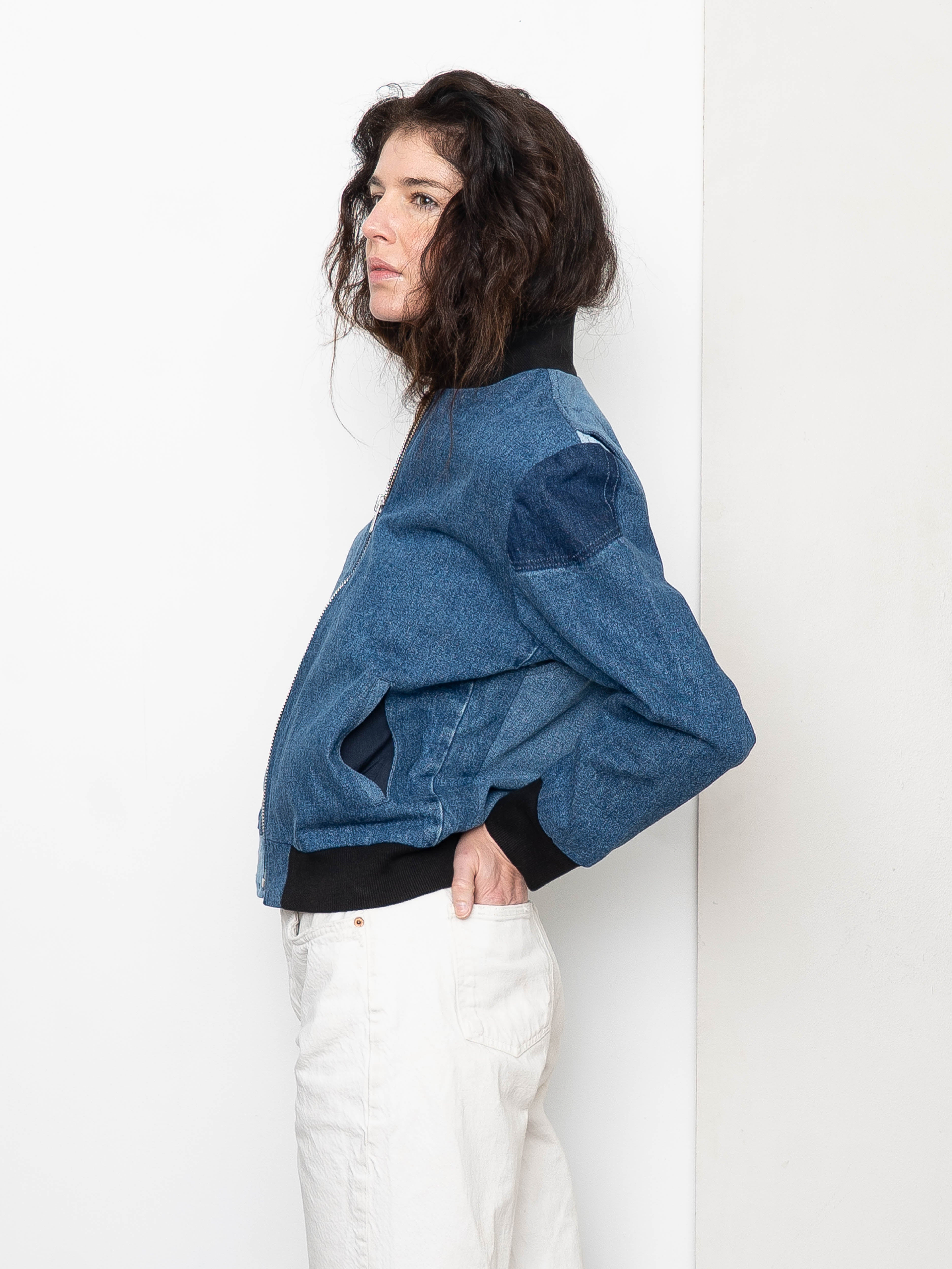 The Veda Denim Bomber Jacket - Small