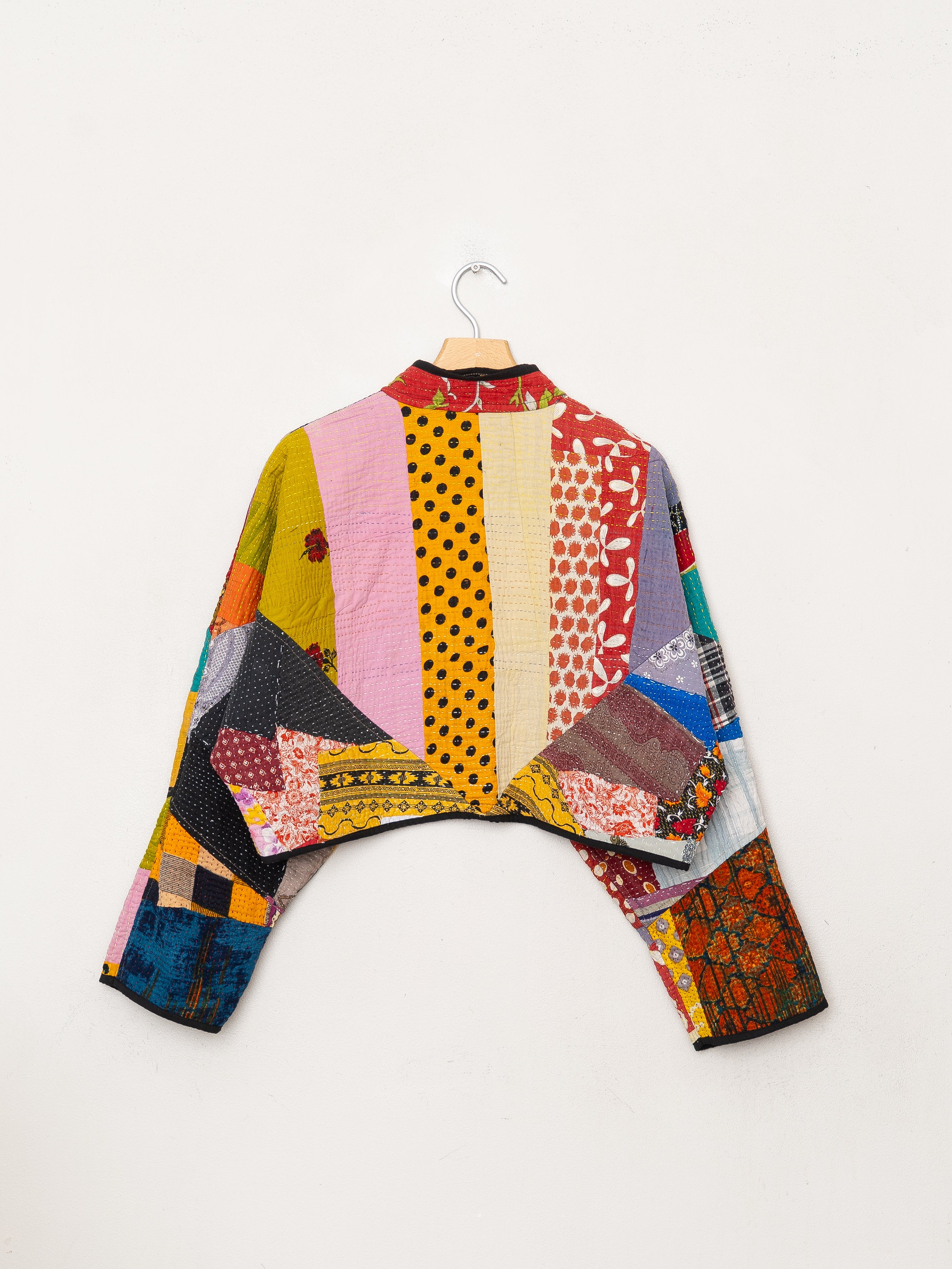 The Kaira Cropped Quilted Patchwork Kantha Jacket
