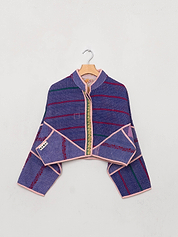The Kaira Cropped Quilted Patchwork Kantha Jacket