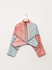 The Kaira Cropped Quilted Patchwork Kantha Jacket