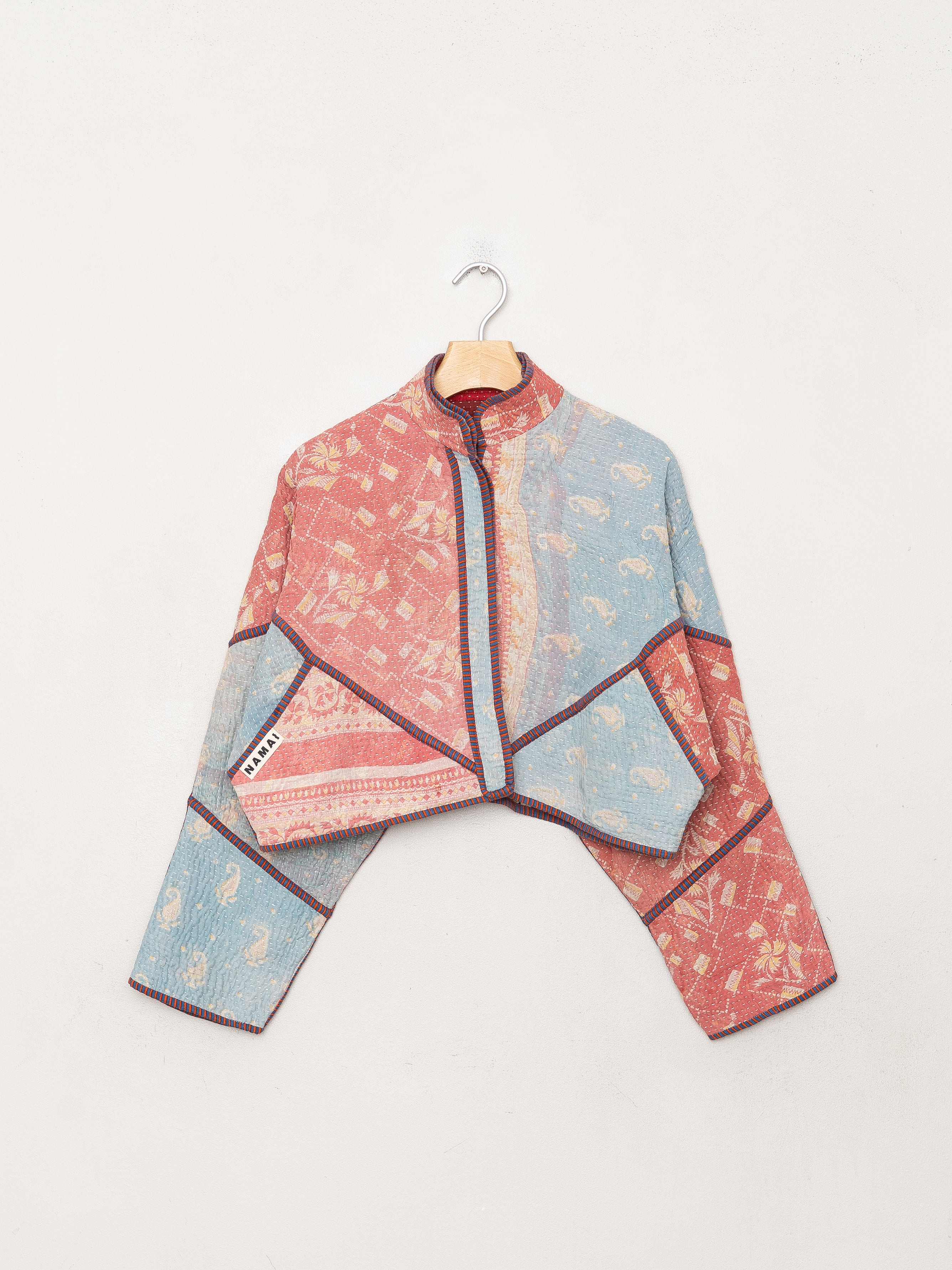 The Kaira Cropped Quilted Patchwork Kantha Jacket