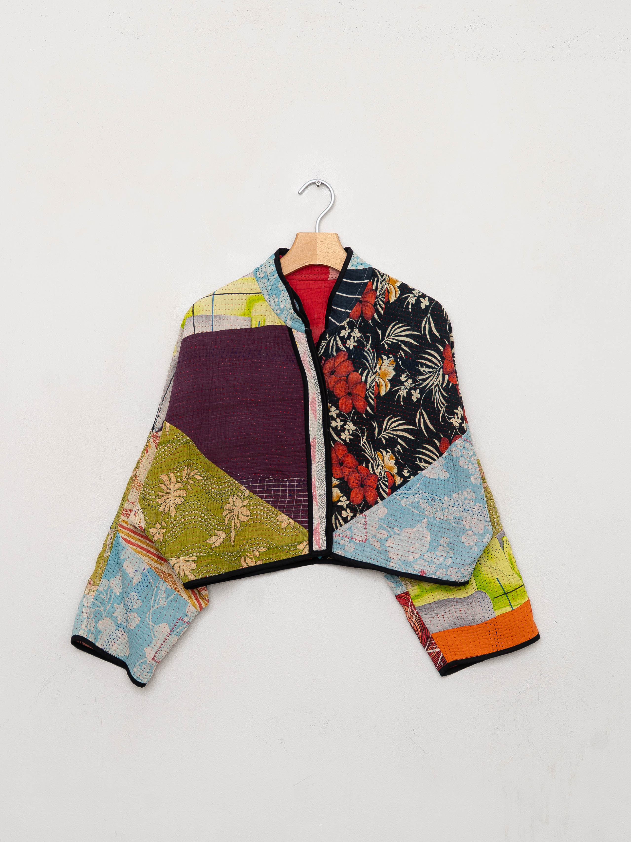 The Kaira Cropped Quilted Patchwork Kantha Jacket