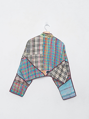 The Kaira Cropped Quilted Patchwork Kantha Jacket