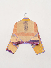 The Kaira Cropped Quilted Patchwork Kantha Jacket