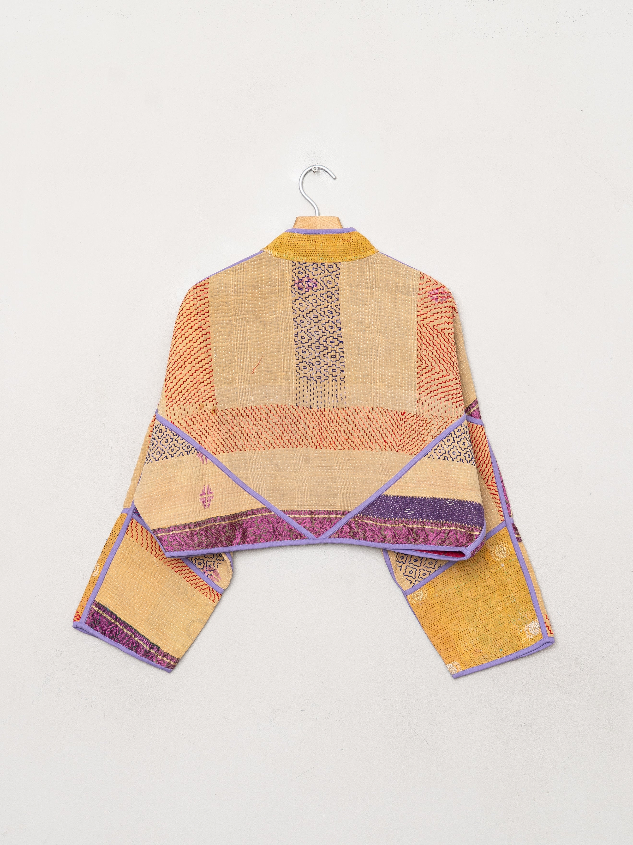 The Kaira Cropped Quilted Patchwork Kantha Jacket