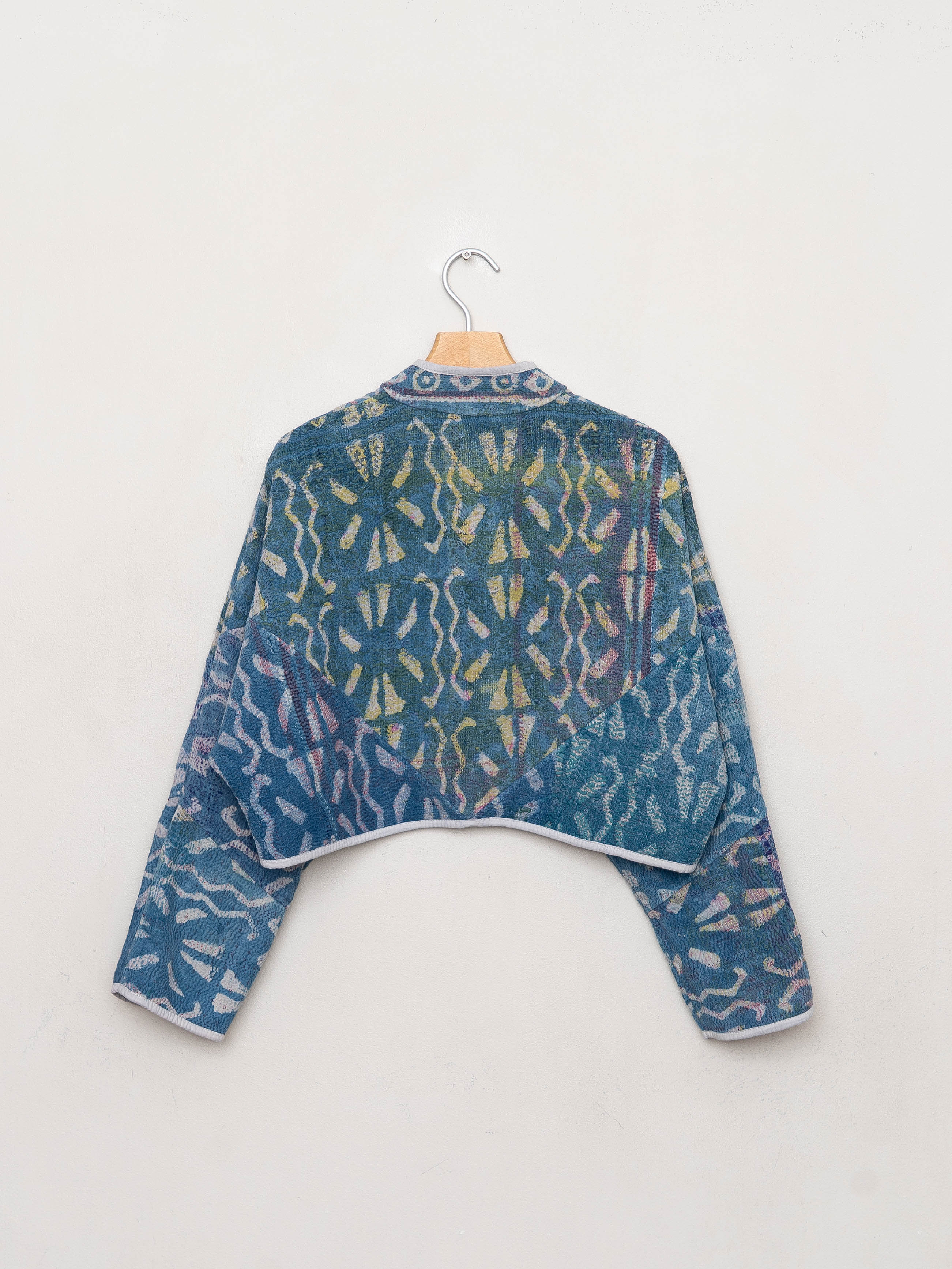 The Kaira Cropped Quilted Indigo Kantha Jacket