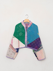 The Kaira Cropped Suzani Quilted Kantha Jacket
