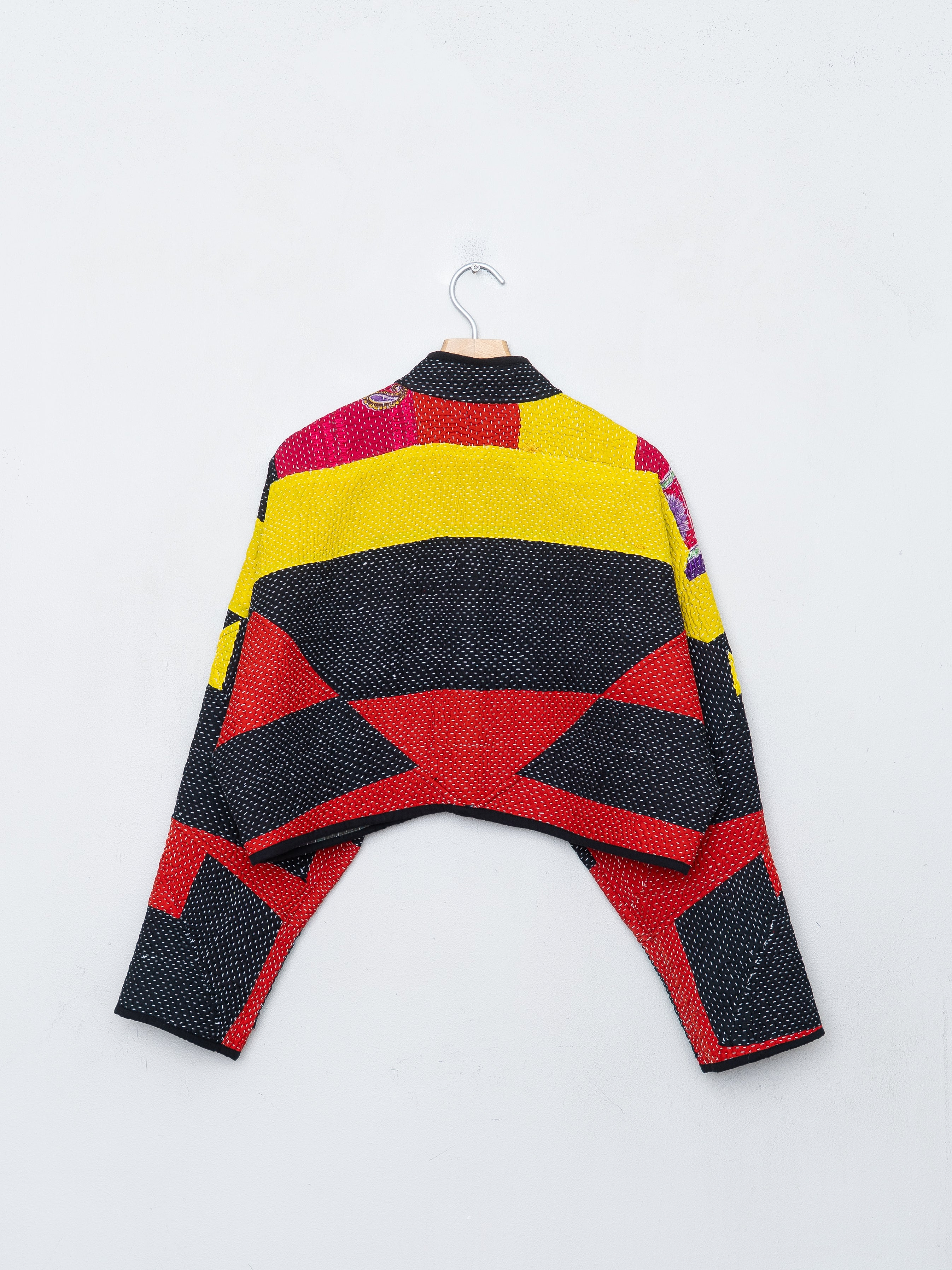 The Kaira Cropped Quilted Patchwork Kantha Jacket