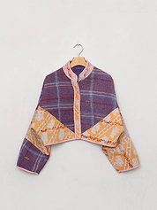 The Kaira Cropped Quilted Patchwork Kantha Jacket