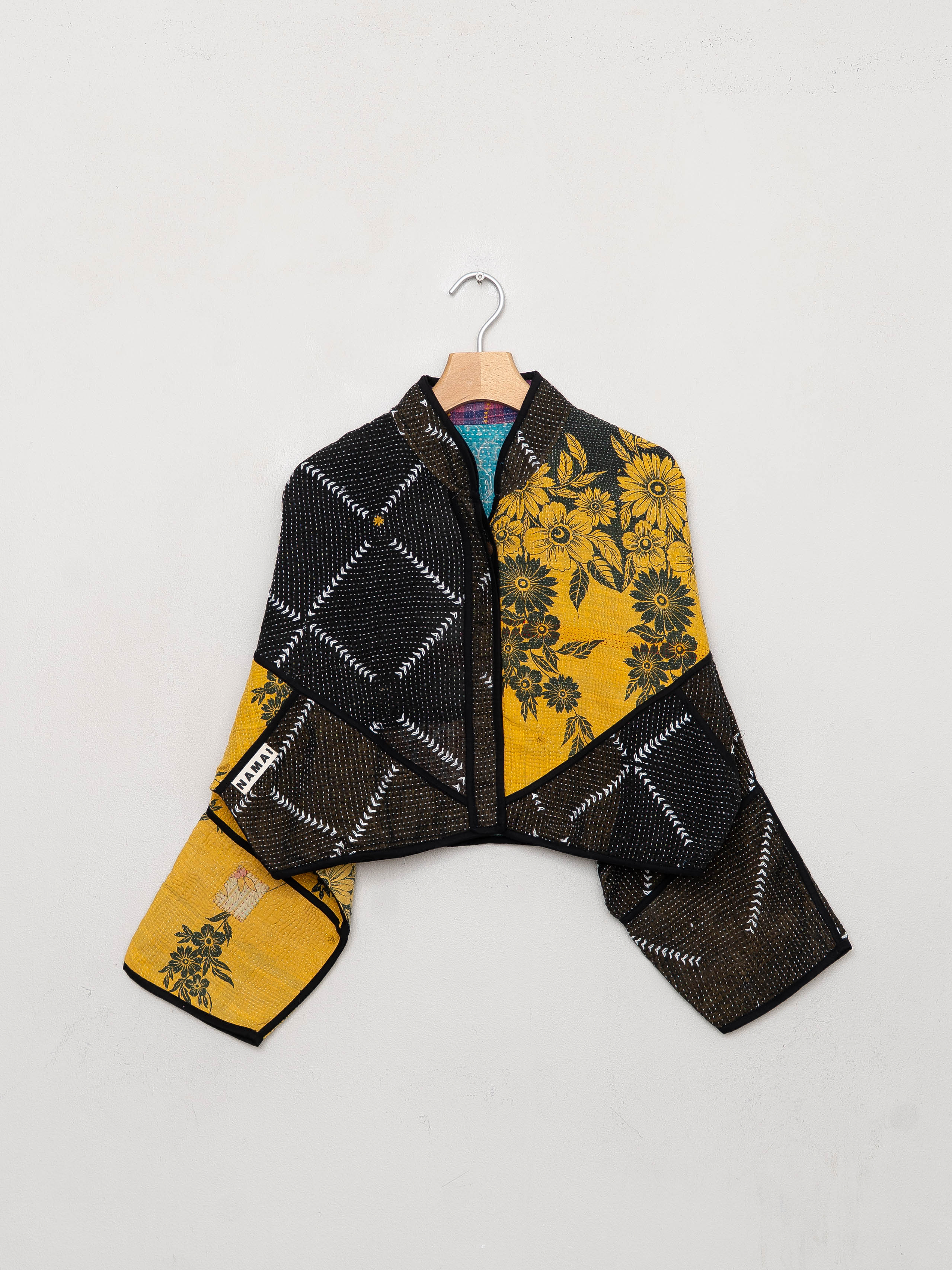 The Kaira Cropped Quilted Patchwork Kantha Jacket