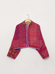 The Kaira Cropped Quilted Patchwork Kantha Jacket