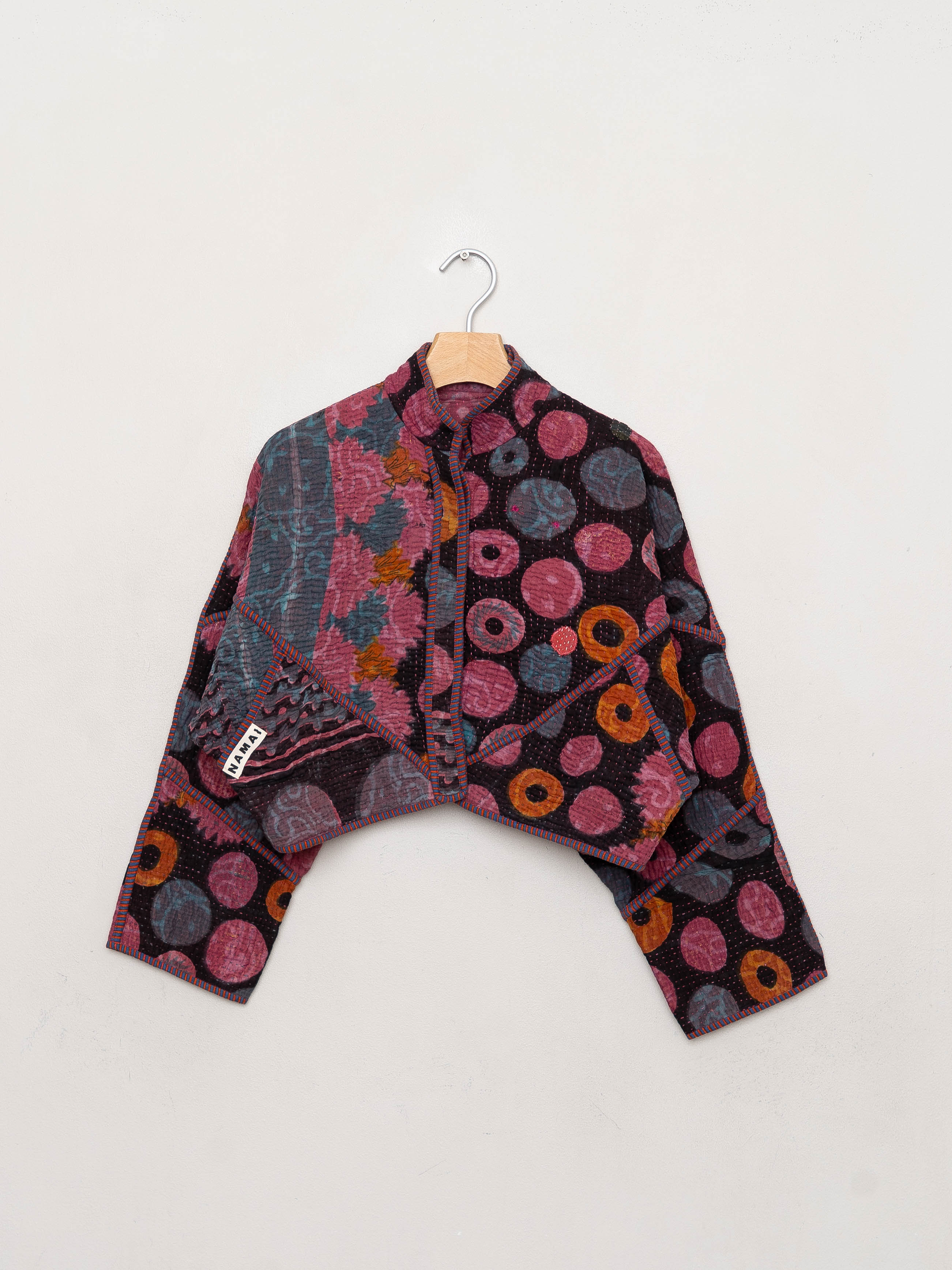 The Kaira Cropped Quilted Indigo Kantha Jacket