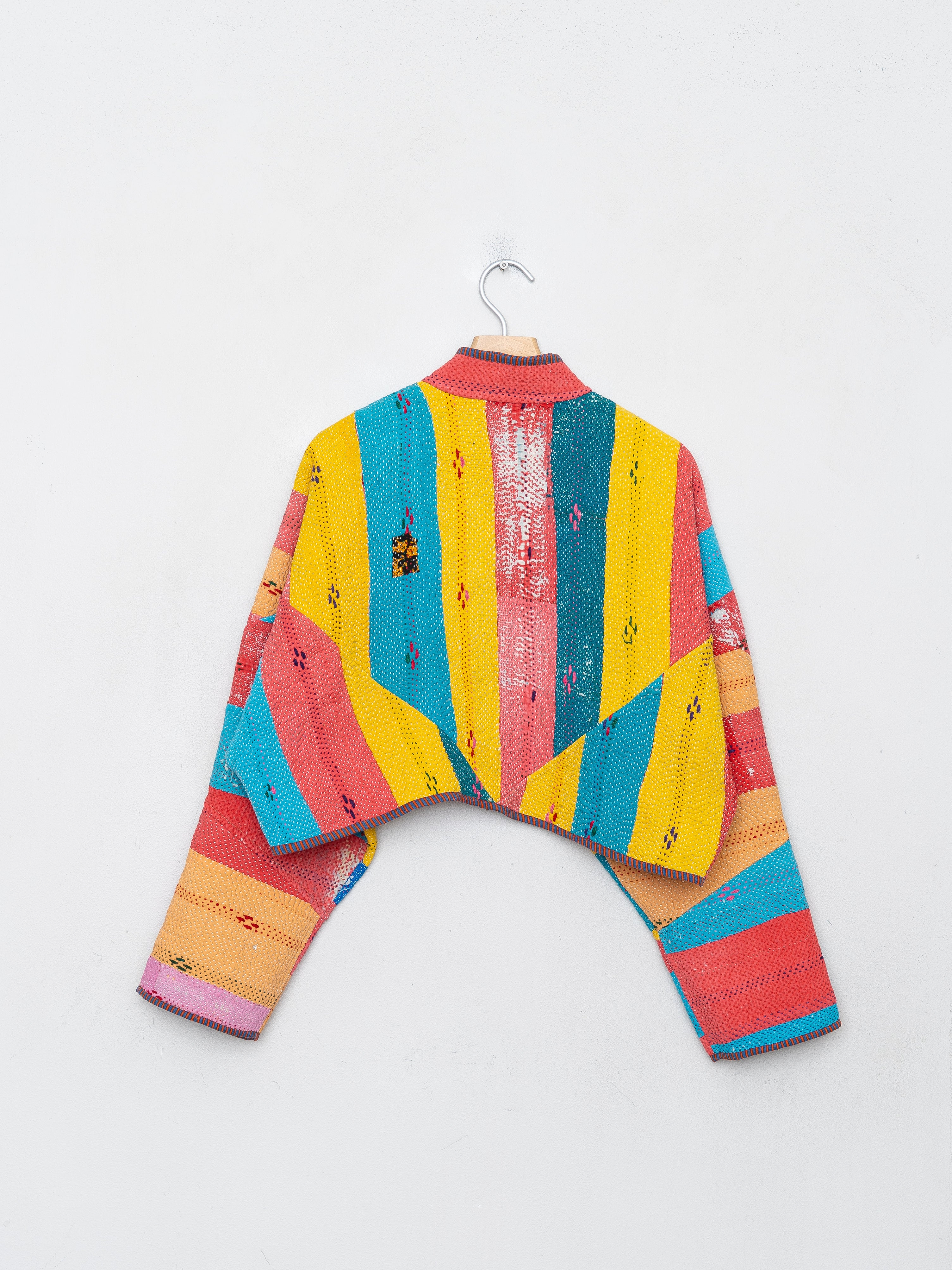 The Kaira Cropped Quilted Patchwork Kantha Jacket