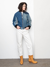 The Veda Denim Bomber Jacket - Small