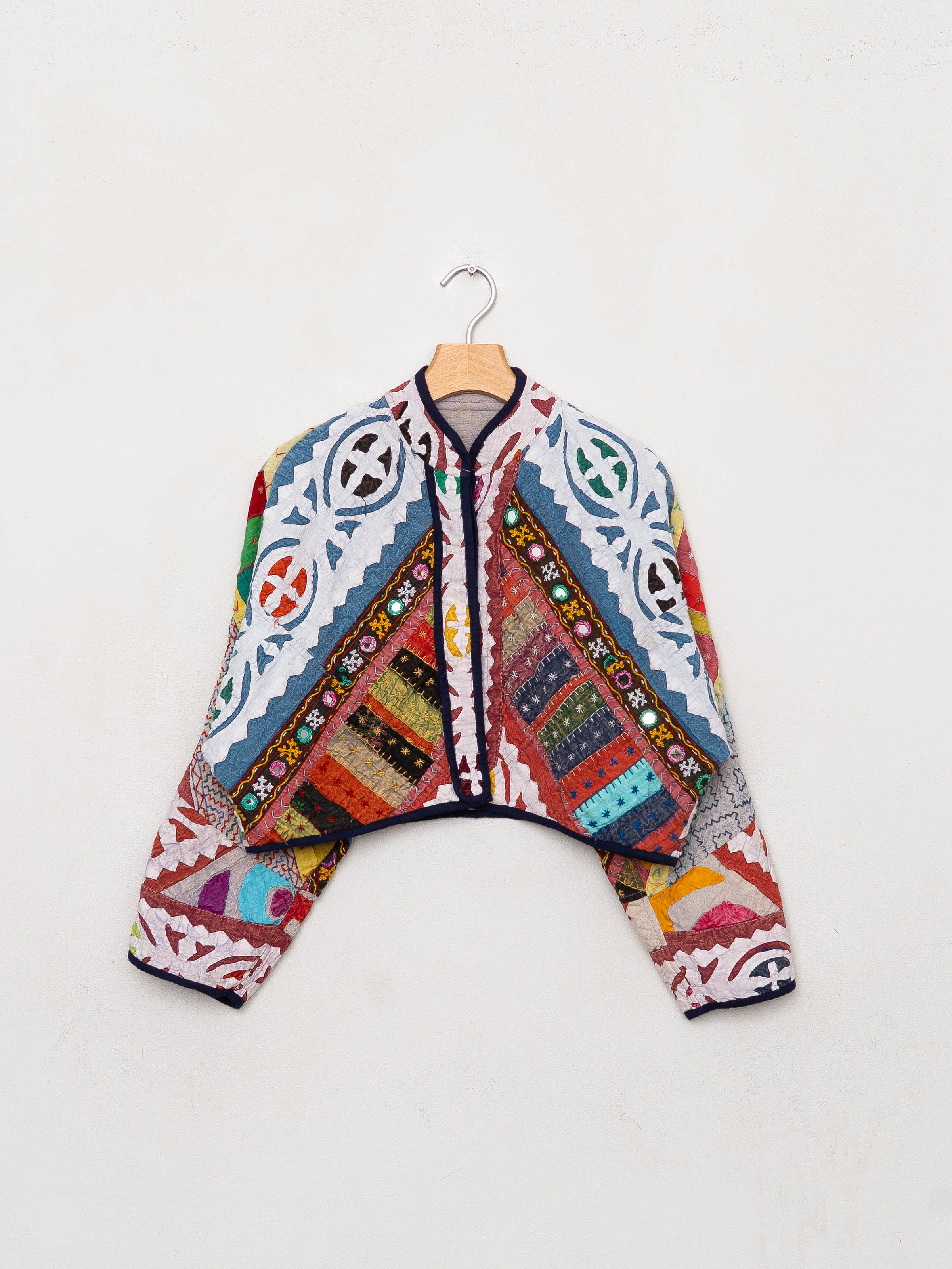 The Kaira Cropped Suzani Cut Out Kantha Jacket