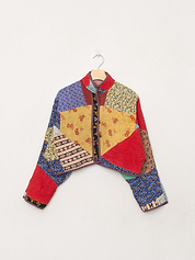 The Kaira Cropped Quilted Patchwork Kantha Jacket