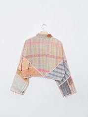 The Kaira Cropped Quilted Patchwork Kantha Jacket