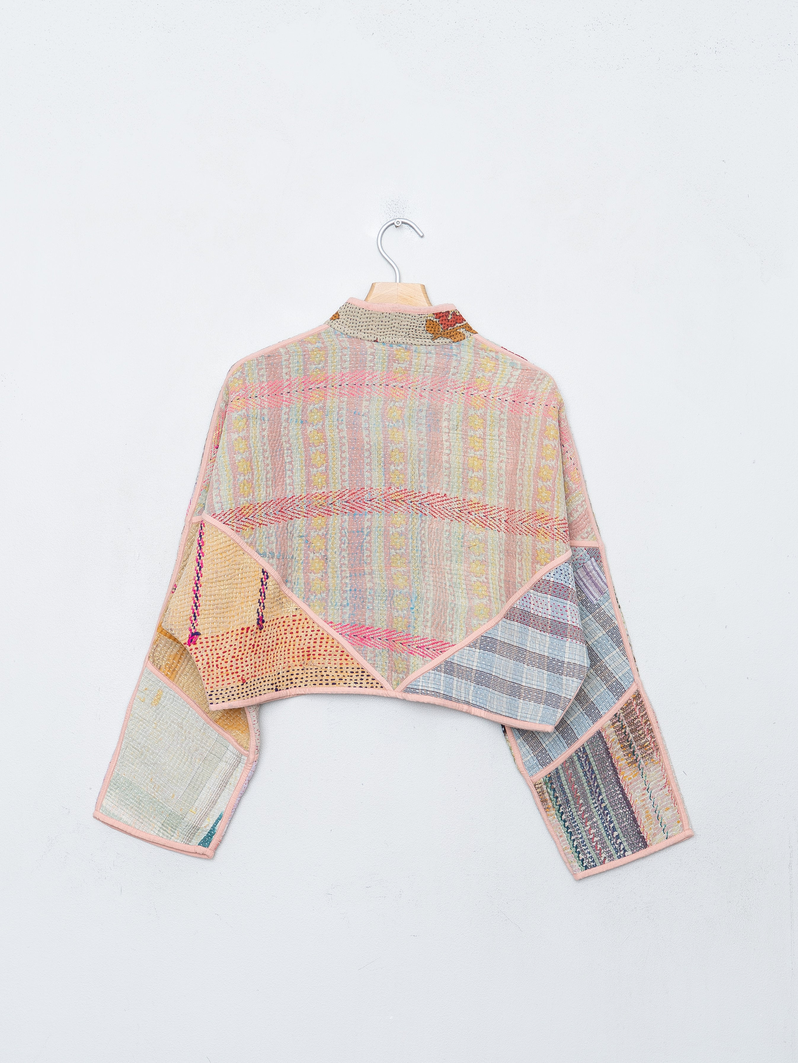 The Kaira Cropped Quilted Patchwork Kantha Jacket