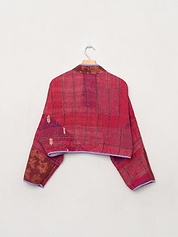 The Kaira Cropped Quilted Patchwork Kantha Jacket