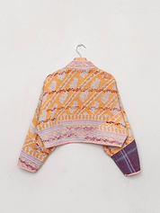 The Kaira Cropped Quilted Patchwork Kantha Jacket