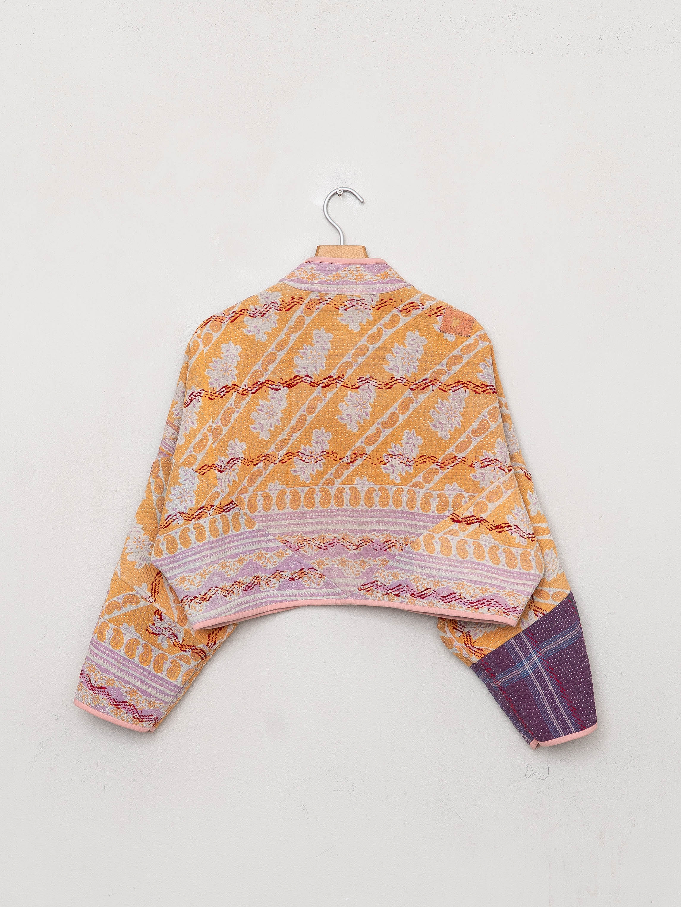 The Kaira Cropped Quilted Patchwork Kantha Jacket