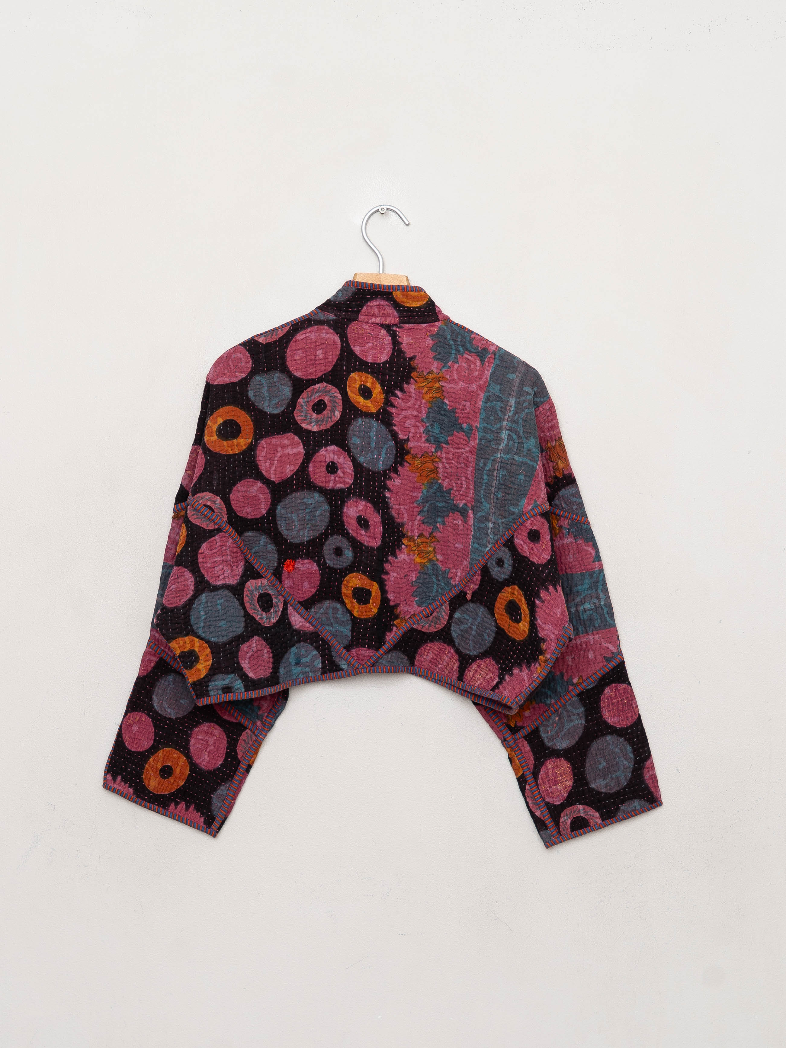 The Kaira Cropped Quilted Indigo Kantha Jacket