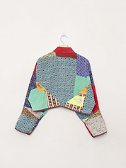 The Kaira Cropped Quilted Patchwork Kantha Jacket
