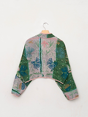 The Kaira Cropped Suzani Quilted Kantha Jacket