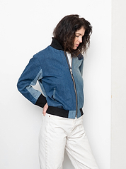 The Veda Denim Bomber Jacket - Small