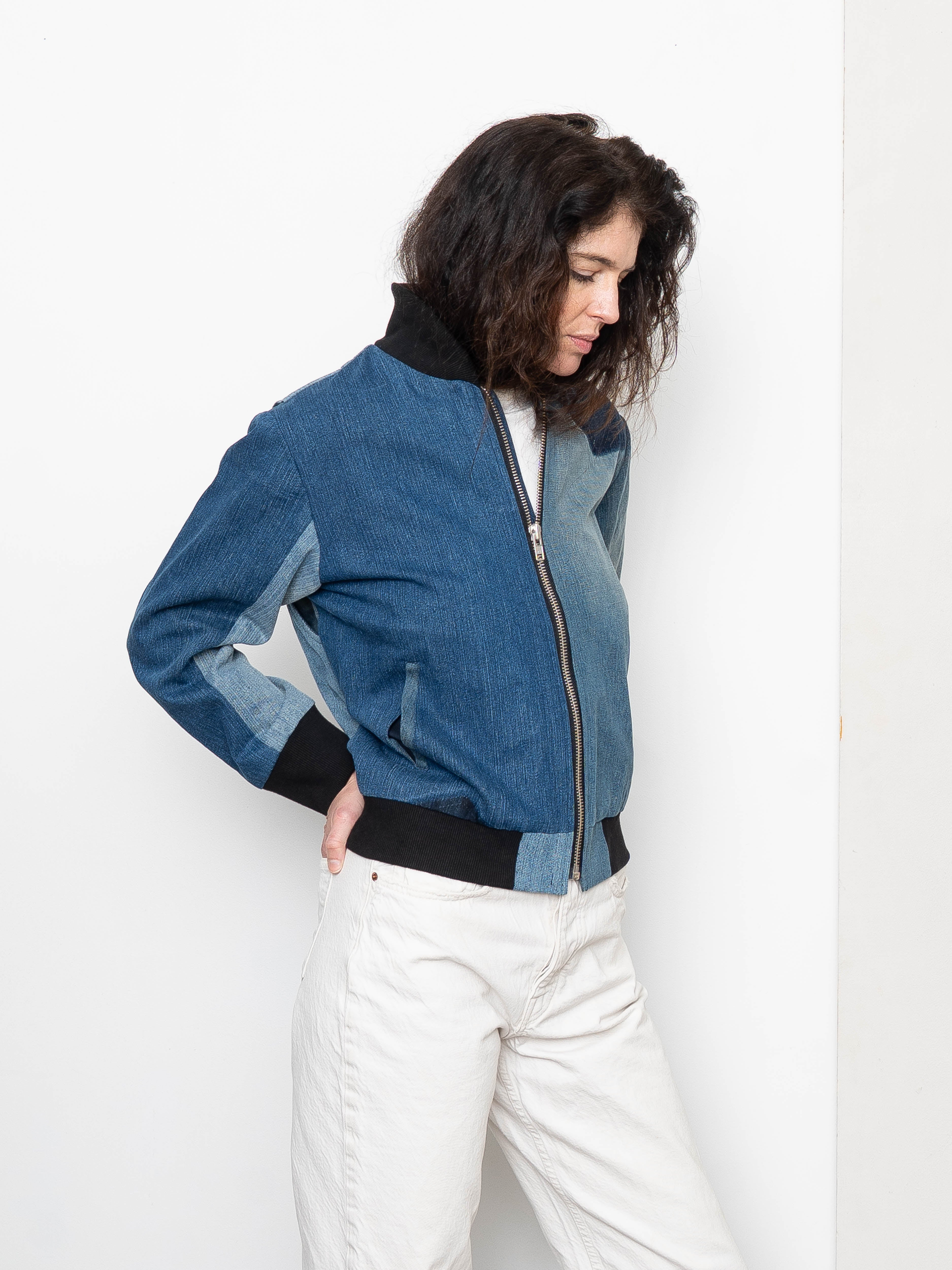 The Veda Denim Bomber Jacket - Small