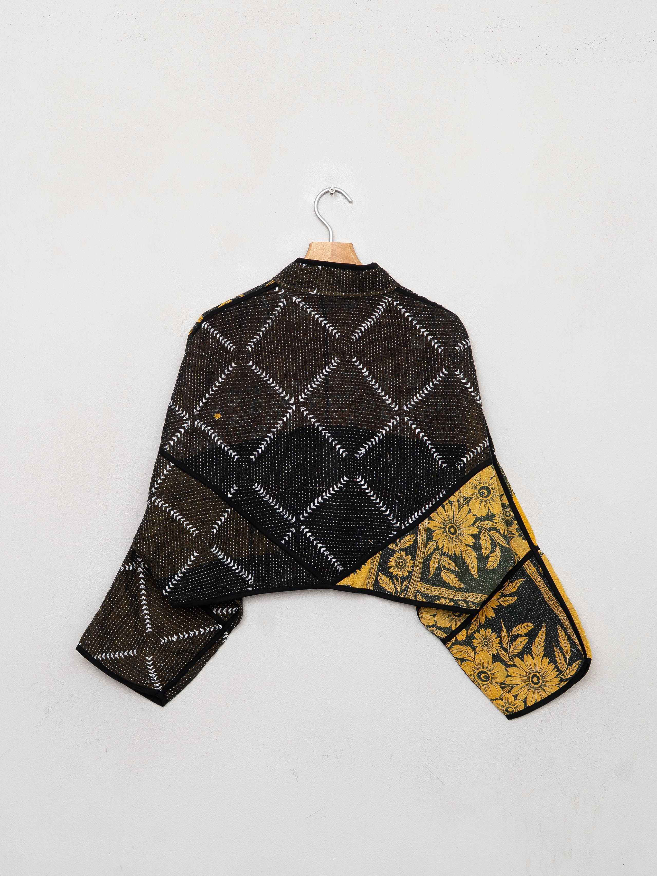 The Kaira Cropped Quilted Patchwork Kantha Jacket