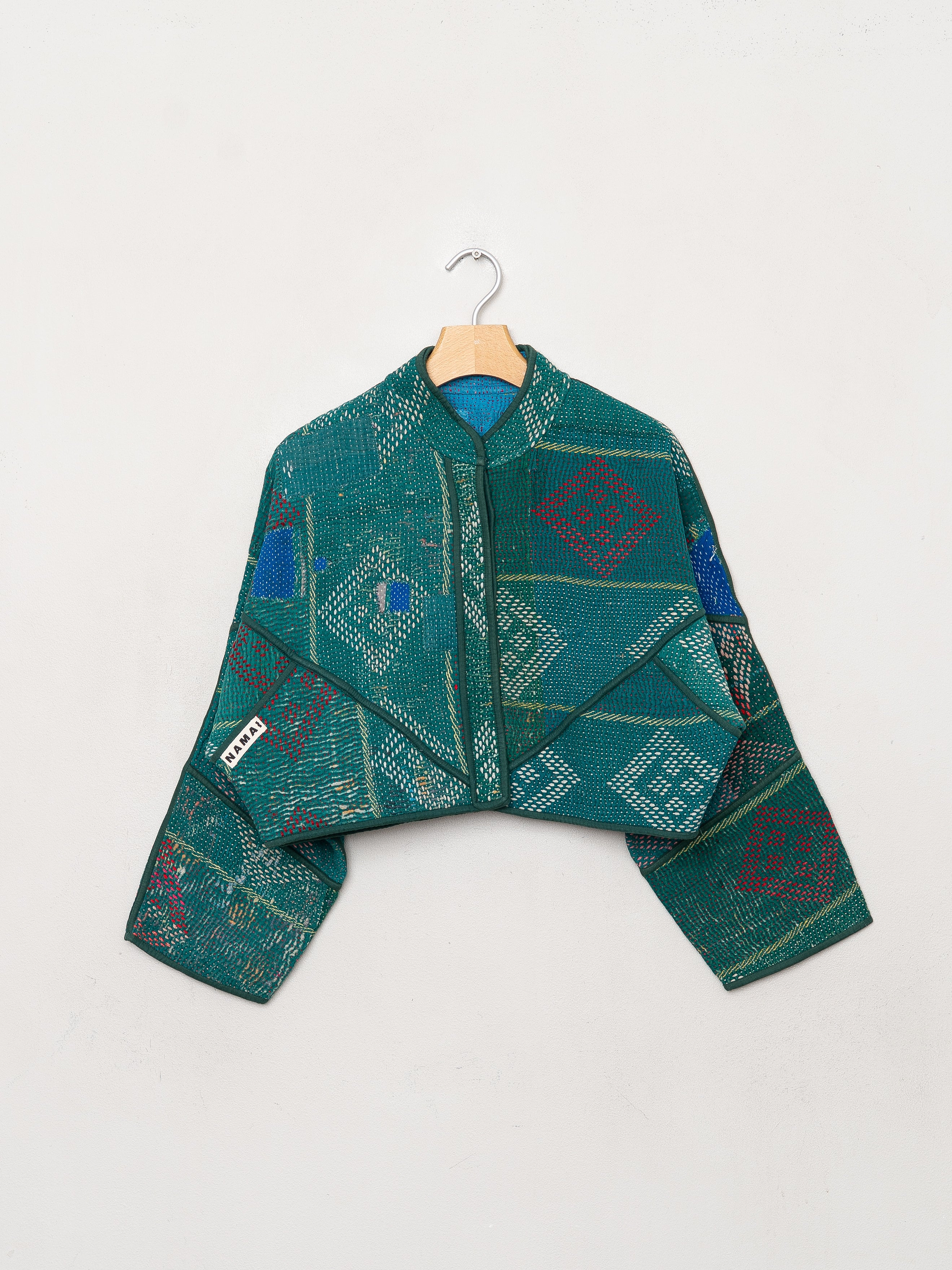 The Kaira Cropped Quilted Patchwork Kantha Jacket