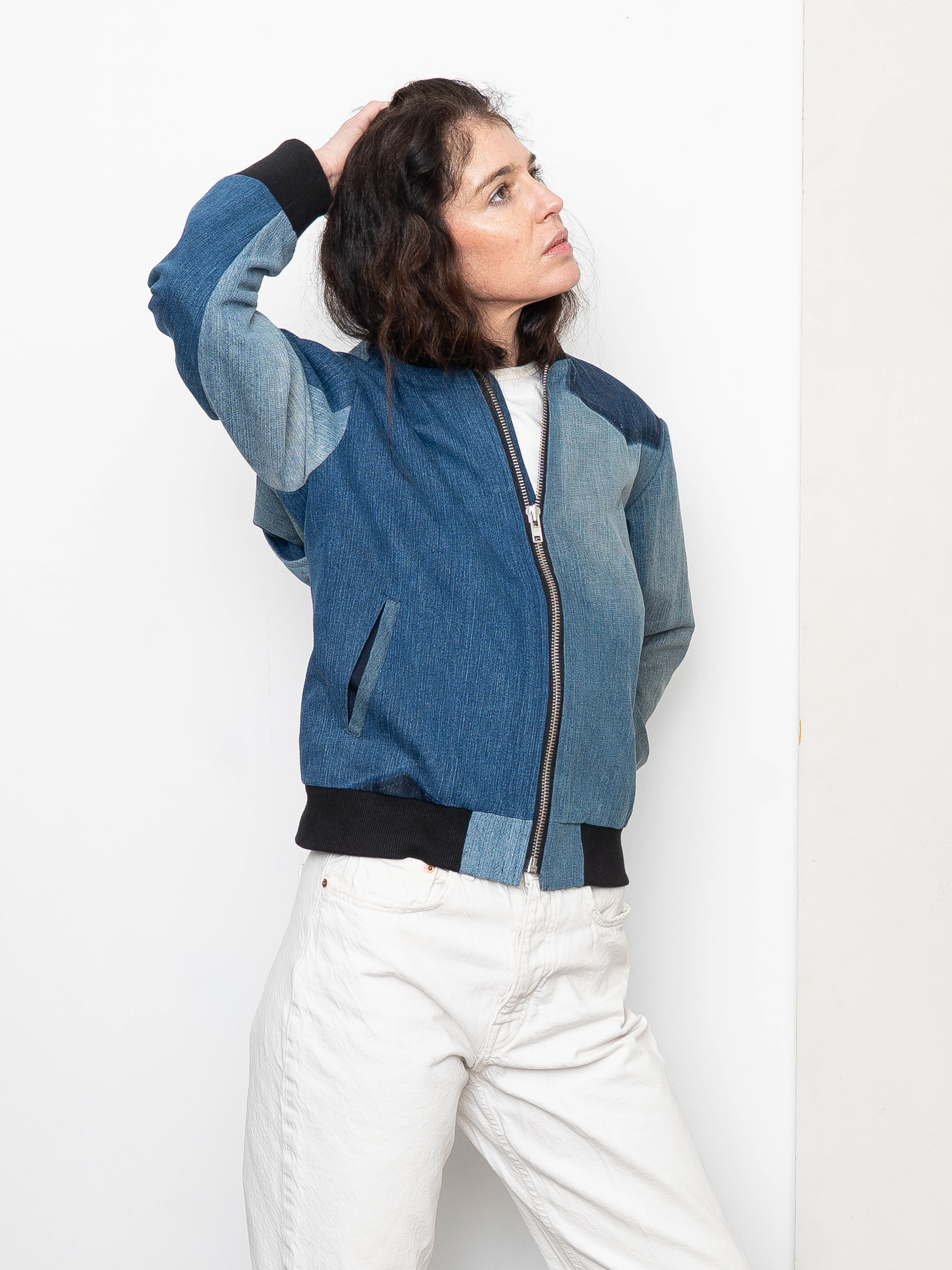 The Veda Denim Bomber Jacket - Small