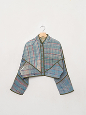 The Kaira Cropped Quilted Patchwork Kantha Jacket