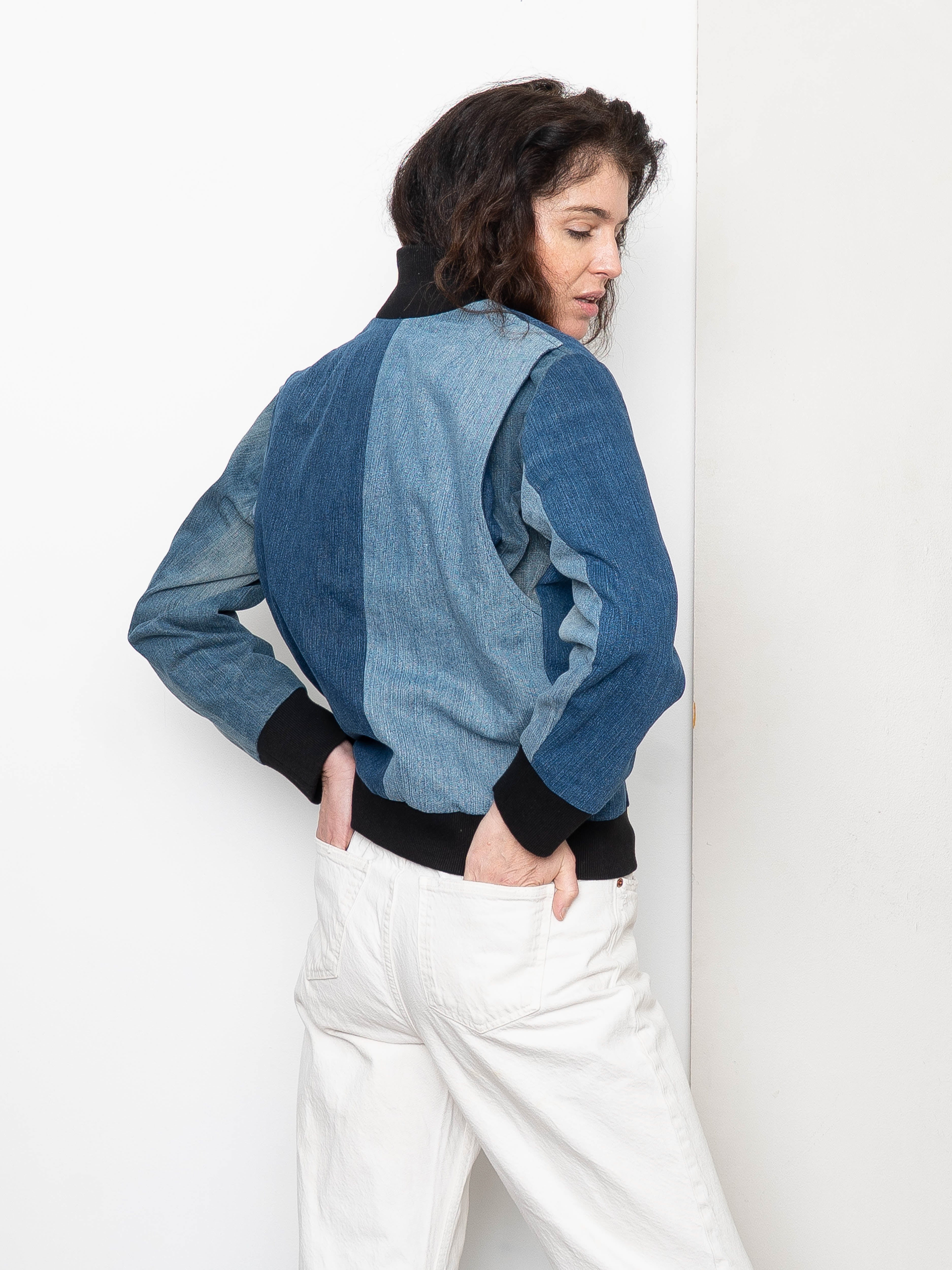 The Veda Denim Bomber Jacket - Small