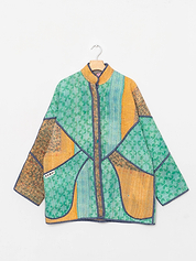 The Narmada Quilted Patchwork Kantha Jacket
