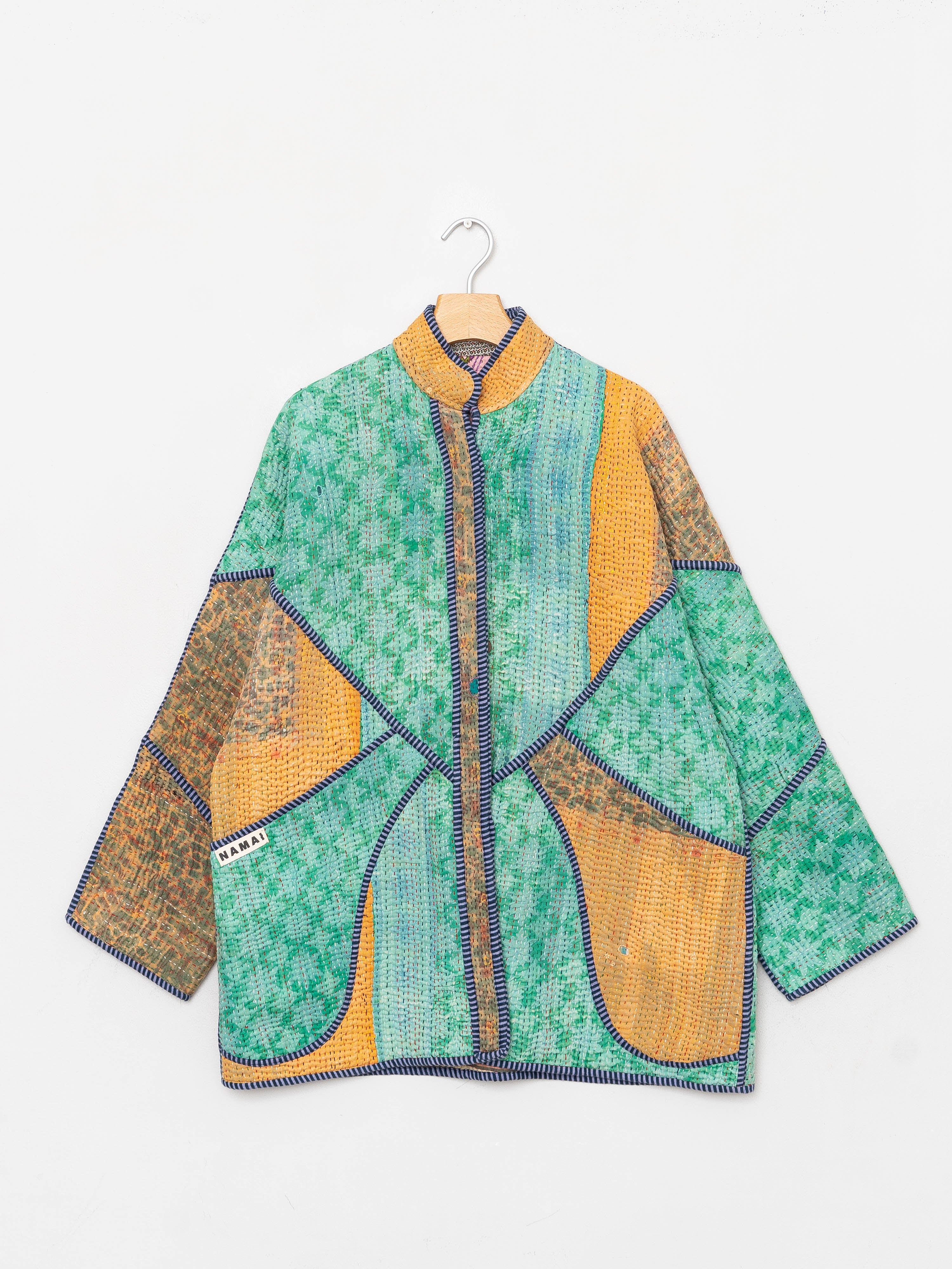 The Narmada Quilted Patchwork Kantha Jacket