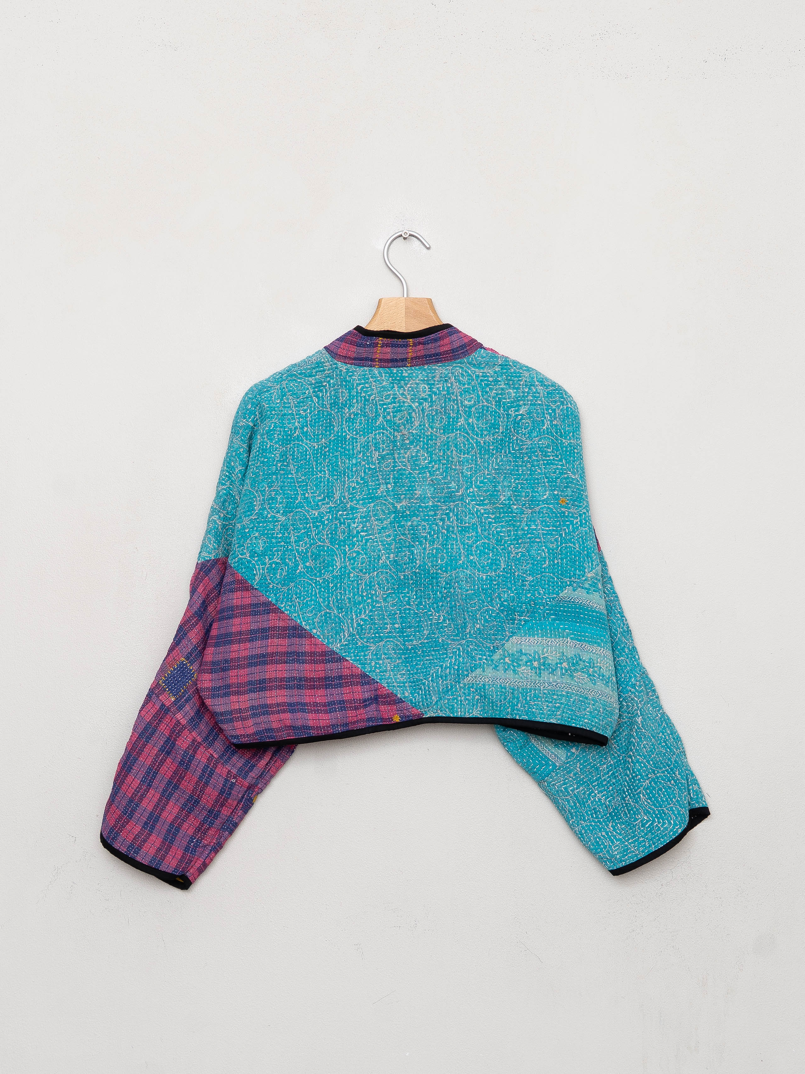 The Kaira Cropped Quilted Patchwork Kantha Jacket