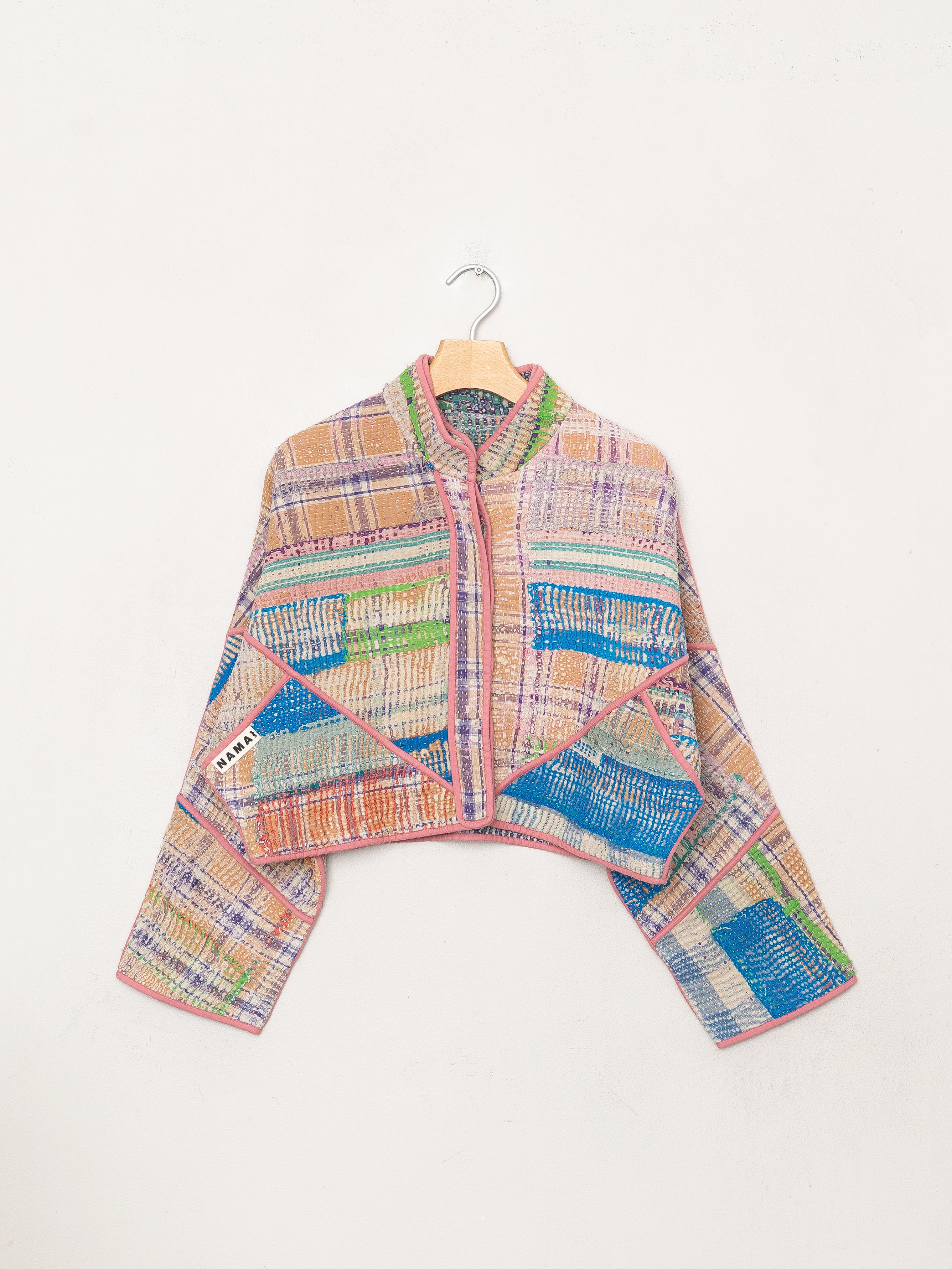 The Kaira Cropped Quilted Patchwork Kantha Jacket